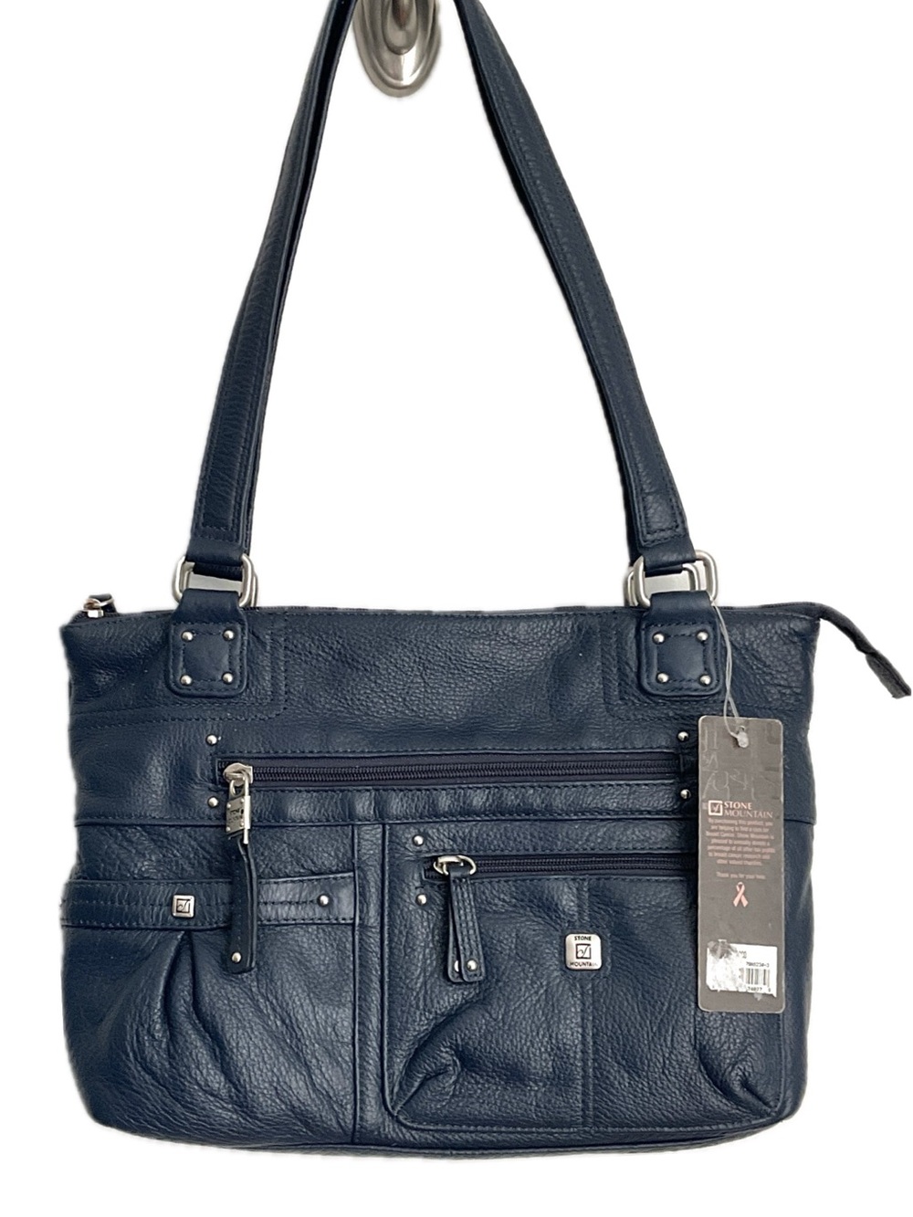 Stone Mountain Accessories Navy Leather Shoulder Bag - Picture 3 of 11
